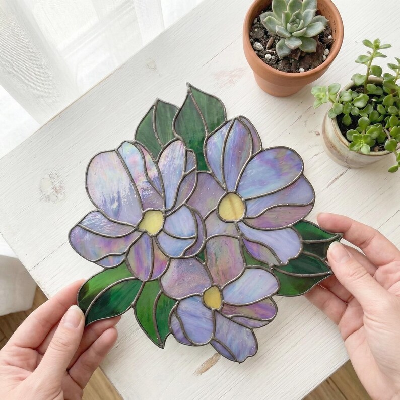 Stained Glass Flower Bouquet Pattern: Suncatcher Design (PDF & PNG) image 8