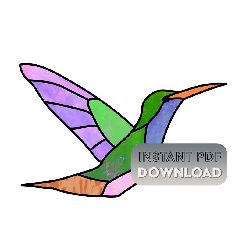 Hummingbird Stained Glass Pattern Digital Pattern to Etsy