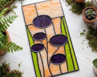 Glasmalerei Blumenmuster: Mid Century Modern Suncatcher Design (PDF & PNG)