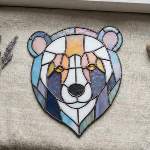 Bear Stained Glass Pattern: Patchwork Suncatcher Template PDF & PNG