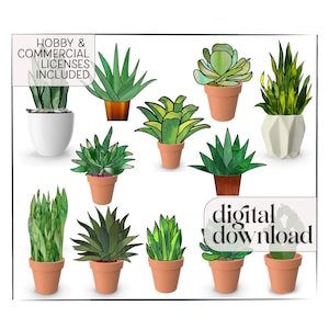12 Stained Glass Plant Stem Patterns, flat and 3D succulents, 3D snake plant leaves and flat stems, plant stained glass patterns value pack