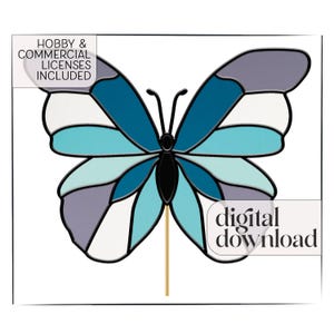 Butterfly Stained Glass Pattern plus PNG, digital download, stained glass butterfly pattern for suncatcher, for butterfly window hanging