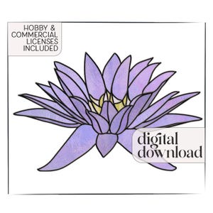 Giant Waterlily Stained Glass Pattern: Flower Suncatcher (PDF & PNG Download)