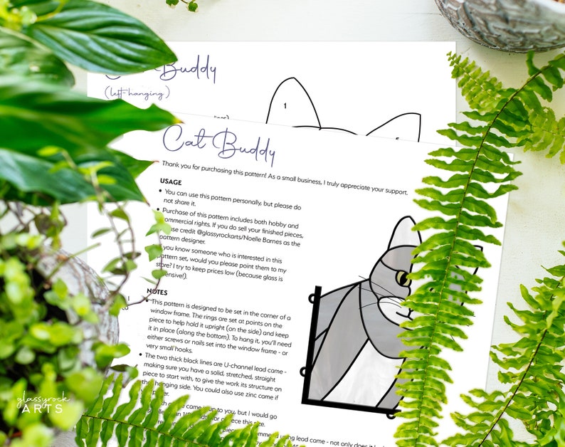 Mönster för kattmotiv i målat glas: 7 unika designer, PDF och PNG bild 7