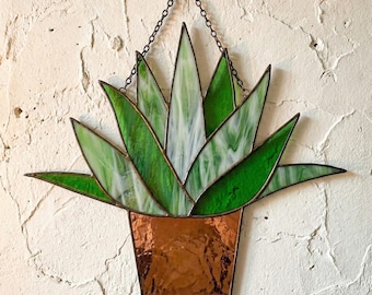 Stained Glass Agave Pattern: Beginner Succulent Plant PDF & PNG