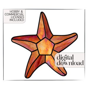 Motif étoile de mer en vitrail : attrape-soleil art de plage (téléchargement numérique)