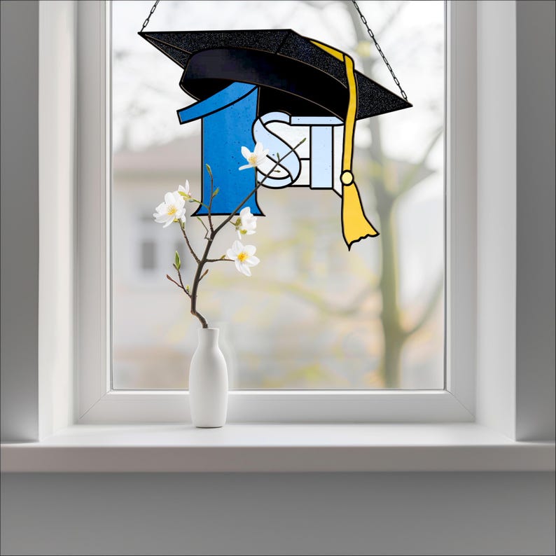 Stained Glass Graduation Cap Pattern: 1st Degree Gift (digital Download ...