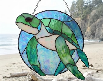 Sea Turtle Stained Glass Look Art On Glossy Ceramic Tile Tileful - View #8
