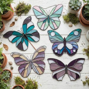 Butterflies 5 Pack Stained Glass Patterns: Suncatcher Window Art PDF & PNG