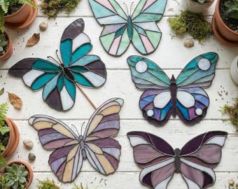 Butterflies 5 Pack Stained Glass Patterns: Suncatcher Window Art - Butterfly SVG, PDF & PNG