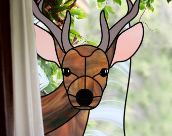 Free Stained Glass Pattern 2279-Mule Deer-P2279
