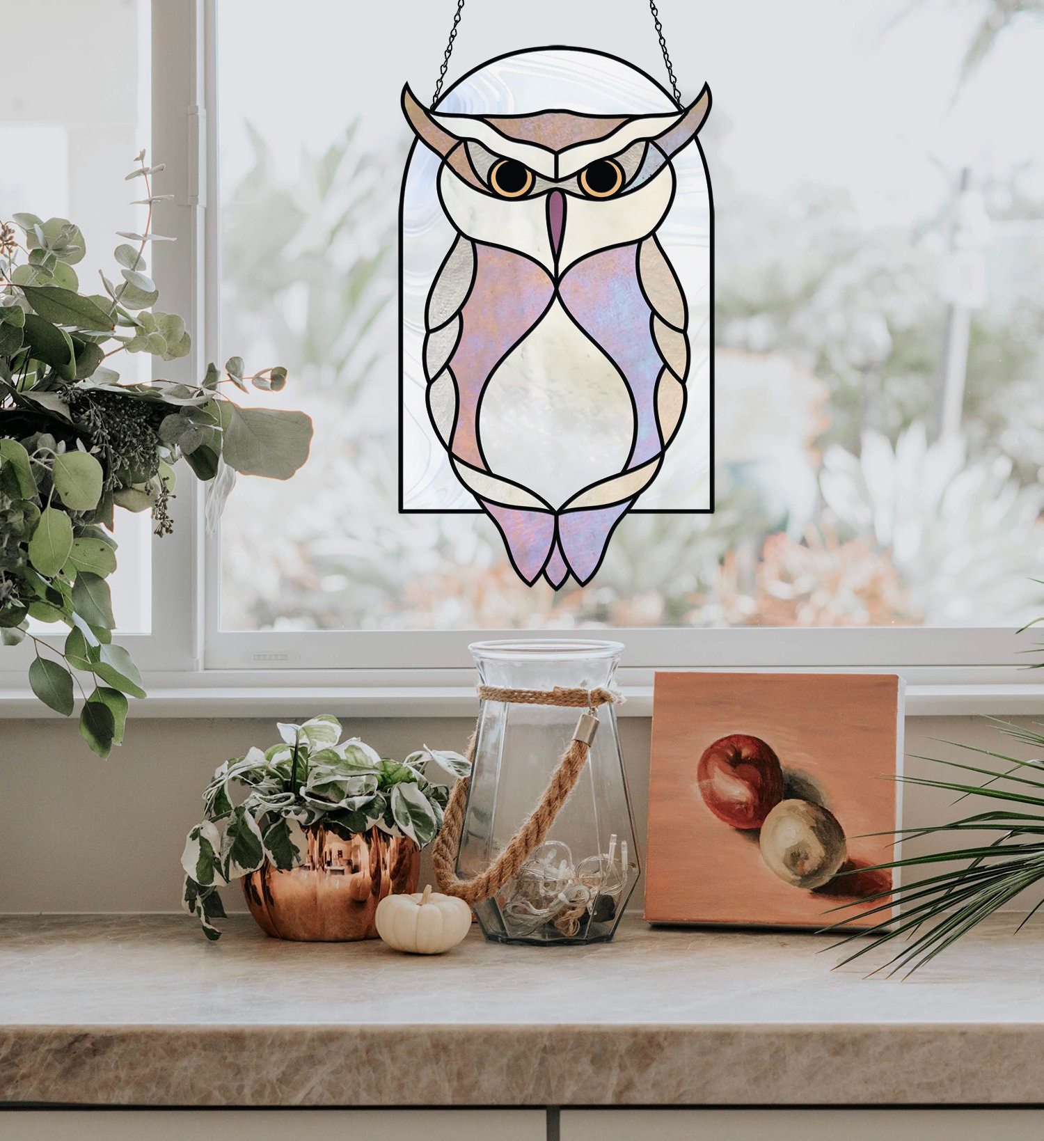 Stained Glass Pattern Owl Hedwig With Letter From Hogwarts • Stained Glass  Patterns & Suncatchers