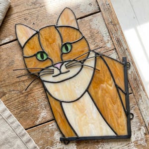Katze Suncatcher Glasmalerei-Muster: Katzenliebhaber Vorlage PDF & PNG