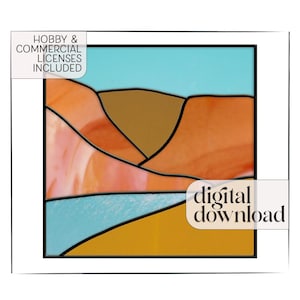 Beginner Desert Landscape Stained Glass Pattern PDF & PNG