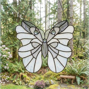 Art Nouveau Stained Glass Moth Pattern: Butterfly Suncatcher Design (PDF, SVG & PNG Download)