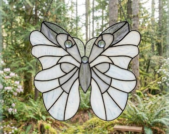 Art Nouveau Stained Glass Moth Pattern: Butterfly Suncatcher Design (PDF, SVG & PNG Download)