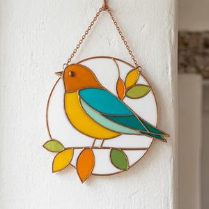 Mid Century Bird Stained Glass Pattern Template (PDF & PNG)