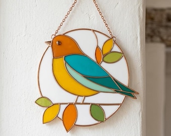 Mid Century Bird Stained Glass Pattern Template (PDF & PNG)