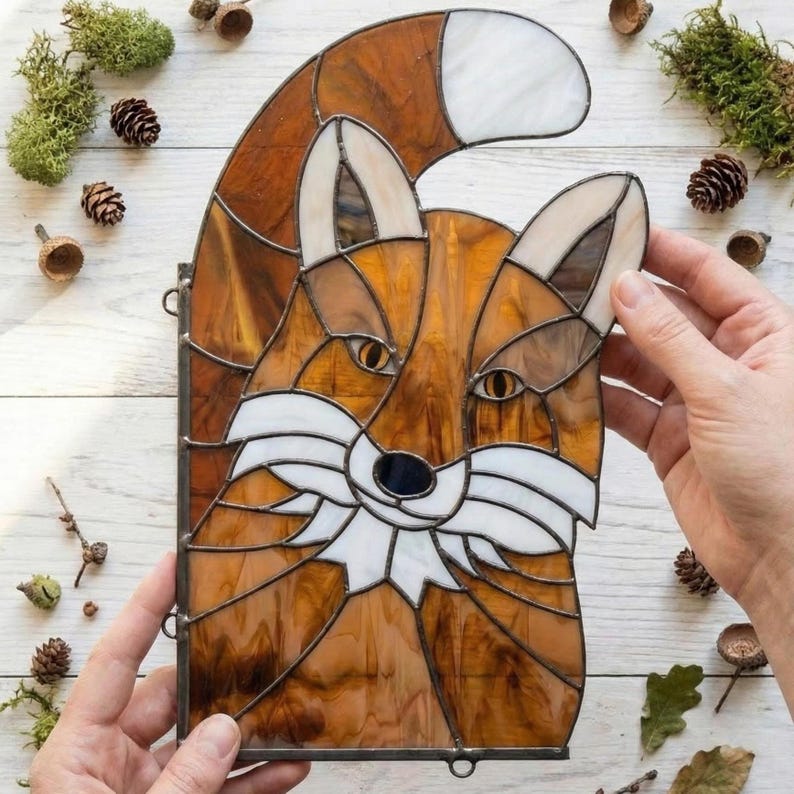 Stained Glass Fox Suncatcher Pattern: Window Hanging Template (PNG & PDF Download) image 2