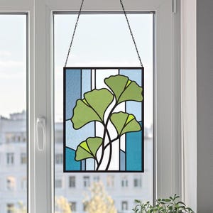 Ginkgo Stained Glass Pattern: Modern Suncatcher Design (PDF & PNG)