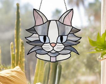 Flauschiges Katzen Glasmalerei-Muster: Sonnenfänger Kitty Dekor PDF & PNG