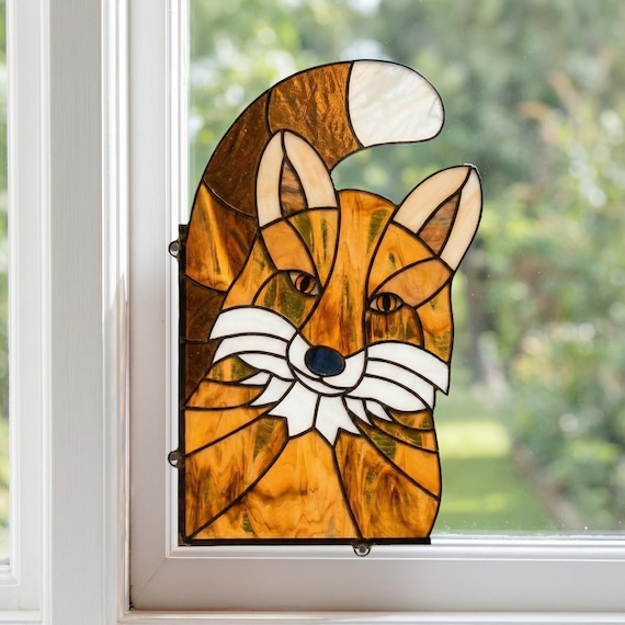 Stained Glass Fox Suncatcher Pattern: Window Hanging Template (PNG & PDF Download)