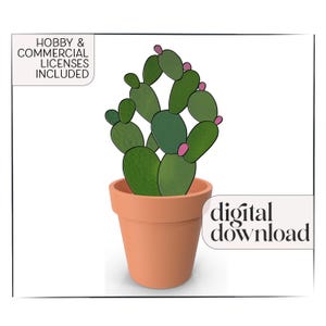 Glasmalerei Kaktus Pflanzenstecker Muster (Digitaler Download)
