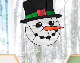 雪だるまステンドグラスのパターン：DIYのお祝いデコレーション（PDF