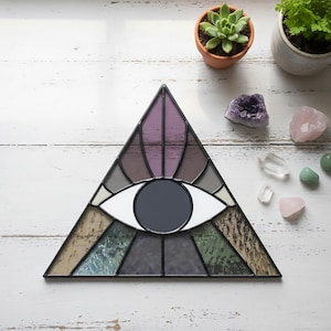 Stained Glass Triangle Eye Pattern: Modern Geometric Design PDF & PNG