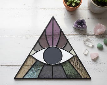 Stained Glass Triangle Eye Pattern: Modern Geometric Design PDF & PNG