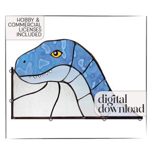 Stained Glass Dinosaur Pattern, printable digital download, dinosaur stained glass pattern for corner, stain glass pattern - dinosaur corner
