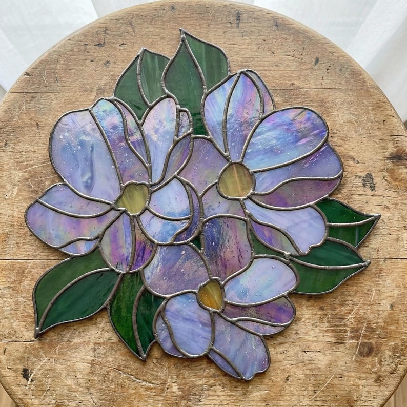 Stained Glass Flower Bouquet Pattern: Suncatcher Design (PDF & PNG) image 2