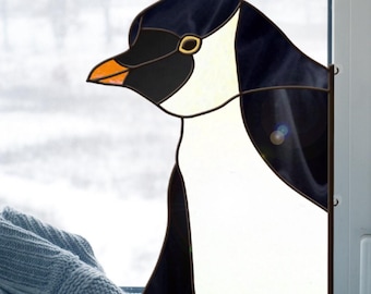 Gebrandschilderd glas pinguïn zonnevangerpatroon (pdf- en png-download)