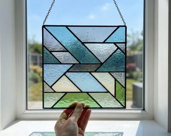 Beginner Stained Glass Pattern: Geometric Suncatcher PDF & PNG