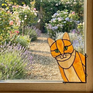 Cat Suncatcher Stained Glass Pattern: Feline Lover Template PDF & PNG ...