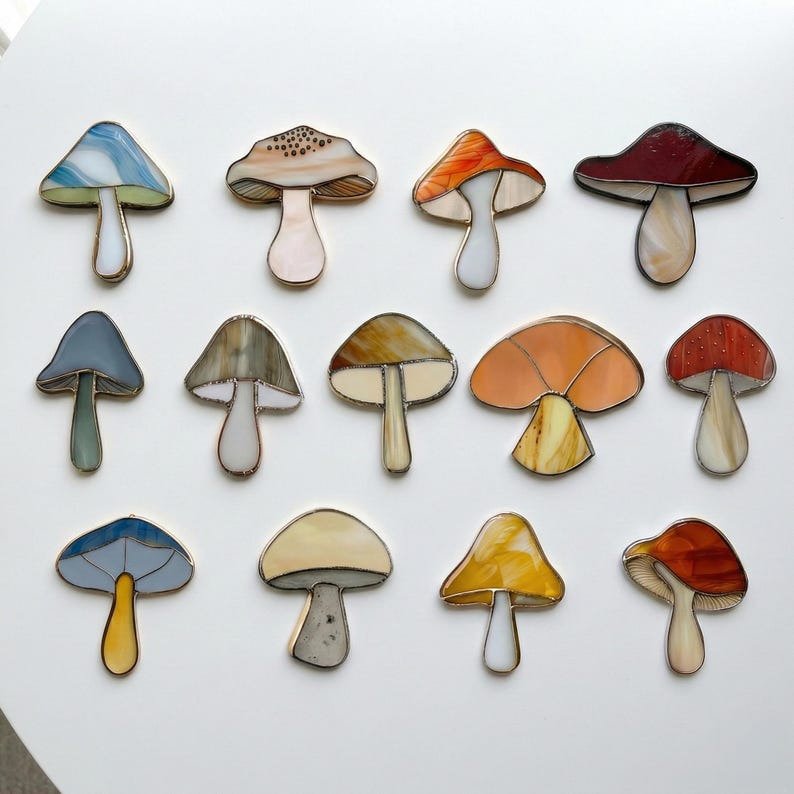 Stained Glass Mushroom Patterns: 13 Digital Designs (PDF & PNG) image 1