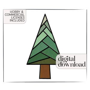 Stained Glass Christmas Tree Pattern, hanging or standing instructions included, digital download, stain glass suncatcher