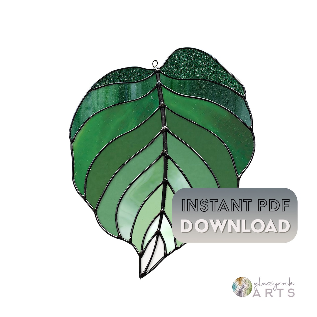 Stained Glass Leaf Pattern Giant Leaf Stained Glass Copper Etsy