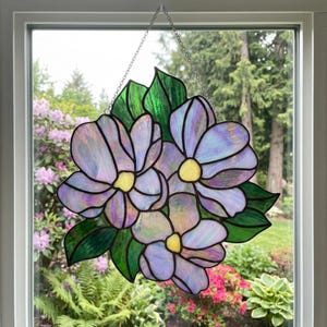 Stained Glass Flower Bouquet Pattern: Suncatcher Design (PDF & PNG) image 4