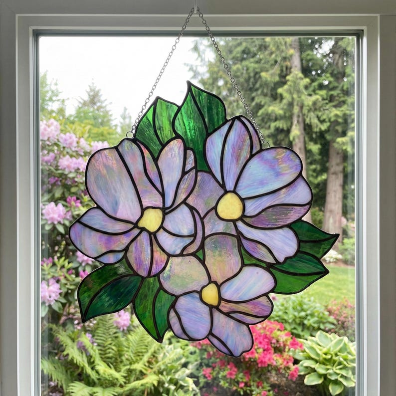 Stained Glass Flower Bouquet Pattern: Suncatcher Design (PDF & PNG) image 4