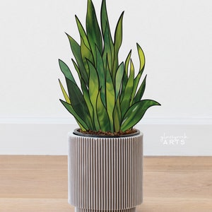 3D Stained Glass Snake Plant Pattern: Succulent PDF & PNG