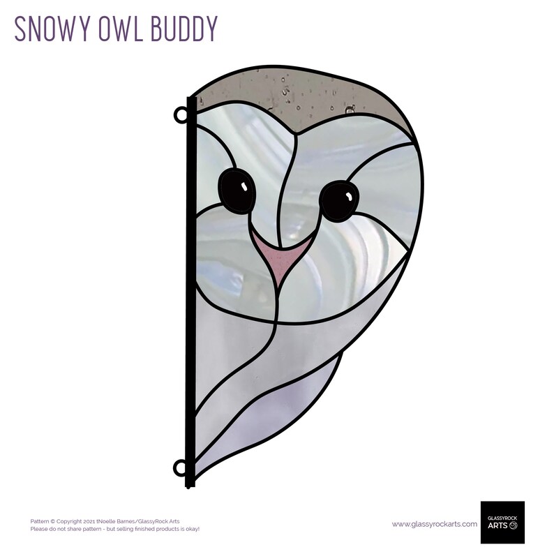 Snowy Owl Stained Glass Pattern Download 5x8.5 Stained | Etsy