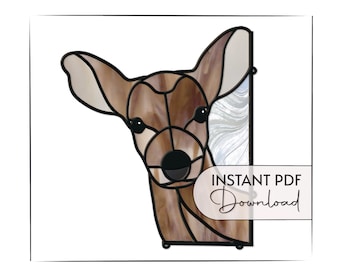 Stained Glass Deer Pattern, digital pattern to download, stained glass suncatcher, deer template, stain glass animals