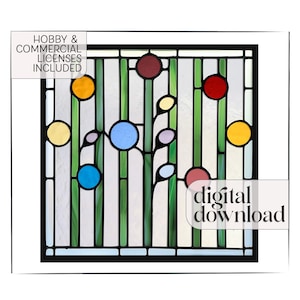 Abstract Stained Glass Garden Pattern with PNG, printable flower stained glass patterns, stained glass suncatcher, stained glass flowers