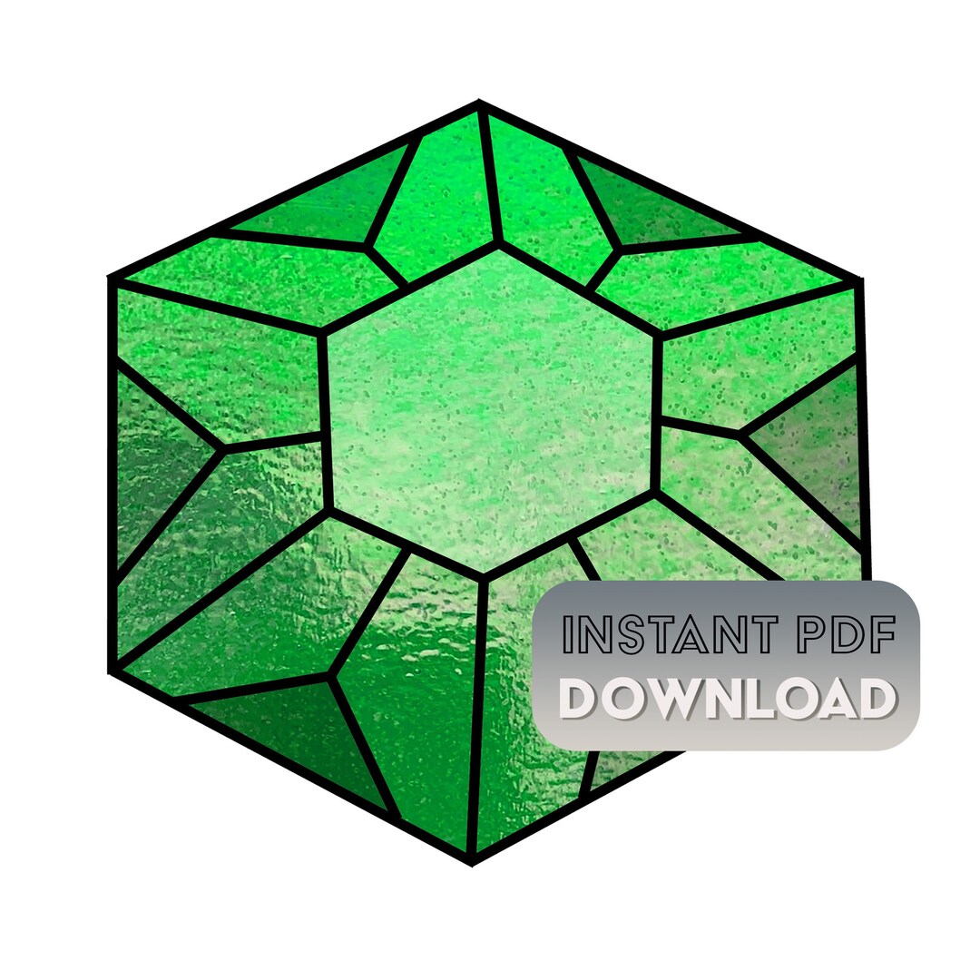 Beginner Stained Glass Geometric Pattern, Modern Stained Glass Gem