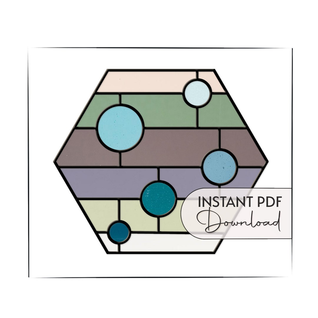 Stained Glass Hexagon Geometric Pattern Modern Stained Glass Etsy