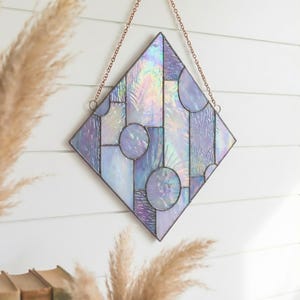 Modern Geometric Stained Glass Pattern: Square Suncatcher Design PDF & PNG