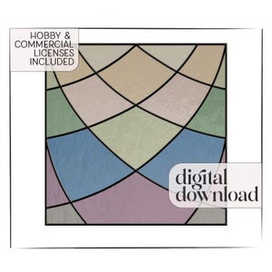 Square Stained Glass Pattern: Modern Geometric Suncatcher (PDF & PNG Digital Download)