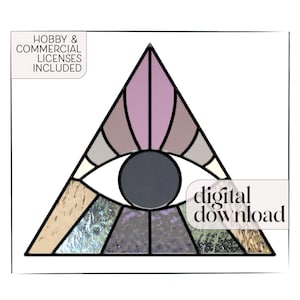 Stained Glass Triangle Eye Geometric Pattern & PNG, modern stained glass pattern, digital pattern to download, stain glass pattern