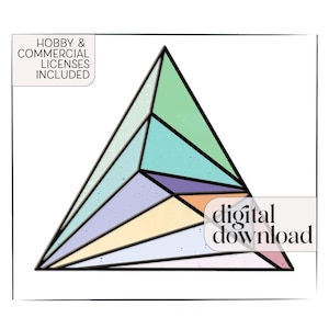 Triangle Stained Glass Geometric Pattern, modern stained glass triangle, digital pattern to download, stain glass pattern for suncatcher